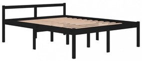 King Size fekete tömör fenyőfa ágy időseknek 150 x 200 cm