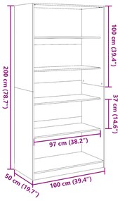 füstös tölgy színű szerelt fa ruhásszekrény 100 x 50 x 200 cm