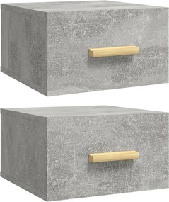 vidaXL 2 db betonszürke falra szerelhető éjjeliszekrény 35x35x20 cm