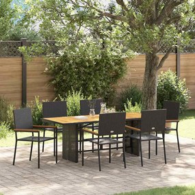 Kert étkező szett 7 pcs Fekete és Barna 190 x 80 x 75 cm