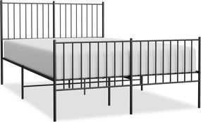 vidaXL fekete fém ágykeret fej- és lábtámlával 140 x 190 cm