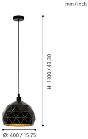 Eglo 97841 - Csillár zsinóron ROCCAFORTE 1xE27/60W/230V