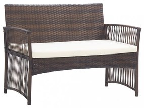 4-részes barna kerti polyrattan bútorszett párnákkal
