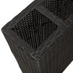 Fekete polyrattan kerti magaságyás 4 kaspóval