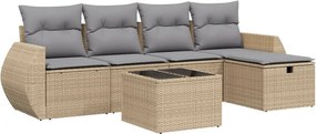 vidaXL 6 részes vegyes bézs polyrattan kerti ülőgarnitúra párnákkal