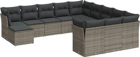 vidaXL 12 részes szürke polyrattan kerti ülőgarnitúra párnákkal