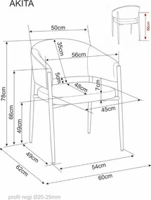 Étkezőszék AKITA fekete lábakkal, szürke