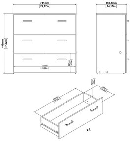 Fehér alacsony komód 74x70 cm Space – Tvilum