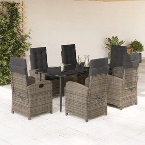 7 részes szürke polyrattan kerti étkezőgarnitúra párnával