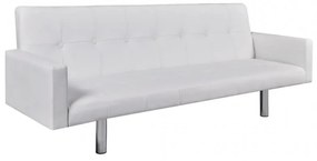 Fehér, karfás műbőr kanapéágy