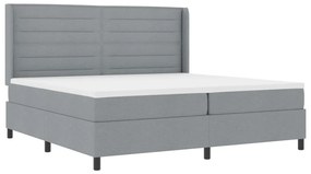 Boxspring Ágy Matrac &amp; LED Világosszürke 200x200 cm Szövet