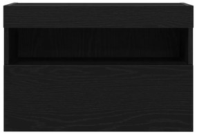 TV Fali Szekrény LED Fénnyel Fekete Tölgy 60x30x40 cm