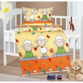 Bellatex Baby krepp ágynemű Agata Sheep sárga 90 x135 cm, 45 x 60 cm, 45 x 60 cm