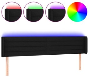 fekete szövet LED-es fejtámla 183 x 16 x 78/88 cm