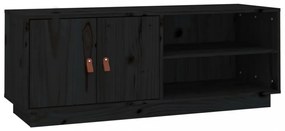 fekete tömör fenyőfa TV-szekrény 105 x 34 x 40 cm