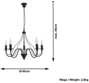 Fiorano 5 fekete függőlámpa - Sollux