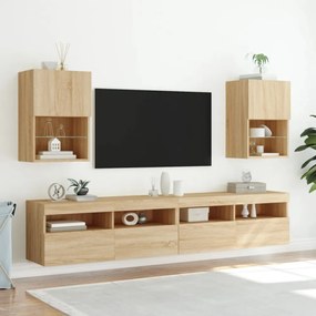 sonoma tölgy színű TV-szekrény LED-lámpákkal 40,5x30x60 cm