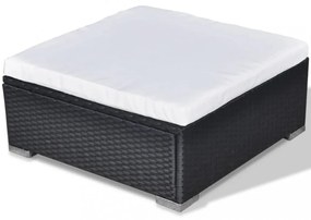 vidaXL 5 részes fekete polyrattan kerti ülőgarnitúra párnákkal