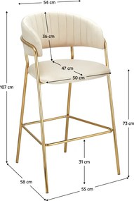 Design bárszék, bézs Velvet szövet/gold króm arany, DASMIN TYP 2
