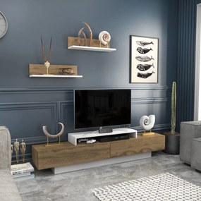 TV szekrény Lusi - White, Oud Oak