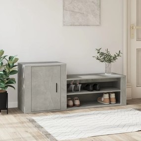 betonszürke szerelt fa cipőszekrény 130x35x54 cm