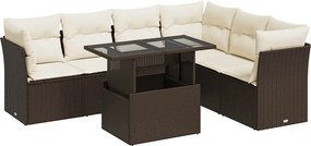 vidaXL 7 részes barna polyrattan kerti ülőgarnitúra párnákkal