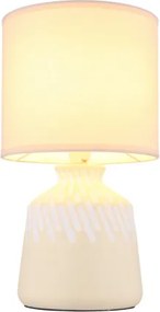 Globo 21733CU Asztali lámpa, kerámia bézs színű, textil bézs színű, kábel PVC fehér, billenőkapcsoló a kábelen, ø: 175mm, M: 315mm, kábel hossza 1300mm, 1x E14 40W 230V izzó nélkül