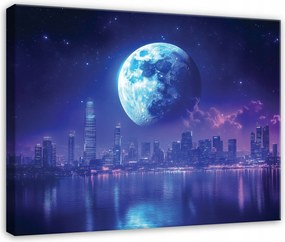 Vászonkép Város Hold Éjszaka Panoráma Hálószoba Nappali Vászon 120x80