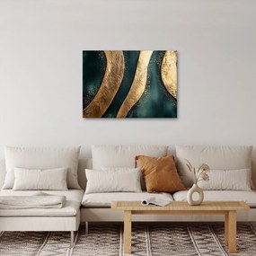 Kép - Zöld absztrakció arannyal I. (70x50 cm)