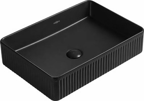 Mexen Grovo pultra szerelhető bordázott mosdó 51 x 37 cm, fekete matt - 22305185