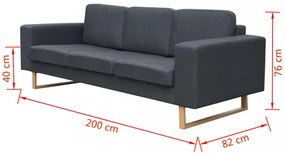 3 személyes sötét szürke szövet kanapé