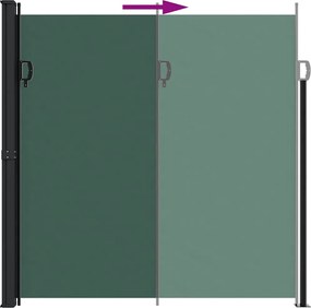 Sötétzöld behúzható oldalsó napellenző 200 x 500 cm