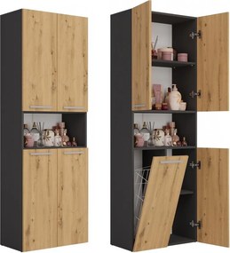 1K DK fürdőszoba szekrény, antracit-tölgy