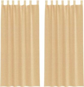 vidaXL 2 db homokszínű fátyolfüggönyök hurokkal 140x225 cm