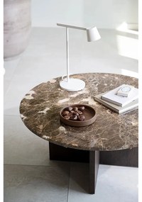 Barna-natúr színű márvány kerek dohányzóasztal 90x90 cm Brooksville - Rowico