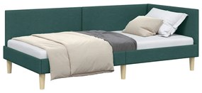 Sarokágy keret Egyéb Sötétzöld 90 x 200 cm Szövet és Mérnöki Fa