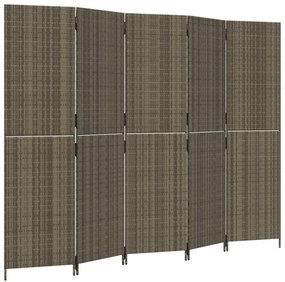 szürke 5-paneles polyrattan térelválasztó