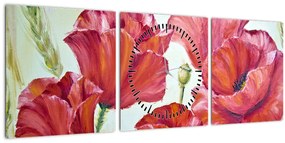Kép - Pipacsvirágok (órával) (90x30 cm)
