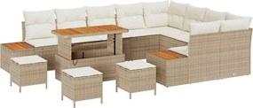 vidaXL Kerti Kanapé Szett 13 pcs Bézs polirattan