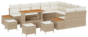 vidaXL Kerti Kanapé Szett 13 pcs Bézs polirattan