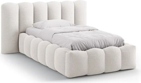 Krémszínű kárpitozott ágyneműtartós egyszemélyes ágy ágyráccsal 90x200 cm Lupine – Micadoni