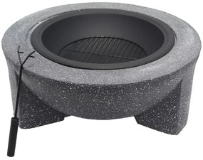 Hordozható tűzrakóhely rácssal 74x30 cm fekete/sötét gránit
