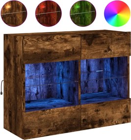 vidaXL füstös tölgy színű fali TV-szekrény LED-ekkel 78,5x30x60,5 cm