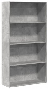 betonszürke szerelt fa könyvespolc 80 x 30 x 152 cm