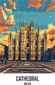 Poszter 39,5x55cm Cathedral, Milan