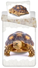 Fehér-barna egyszemélyes pamut gyerek ágyneműhuzat 140x200 cm Tortoise – Jerry Fabrics