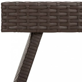 barna összecsukható polyrattan kisasztal 60 x 40 x 38 cm
