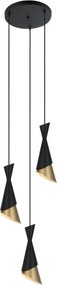 ITALUX PND-85949-3-BK-GD MALIA Többágú Függesztett Lámpa Fekete, Arany E27 IP20