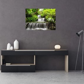 Kép - vízesés az esőerdőben (üvegen) (70x50 cm)