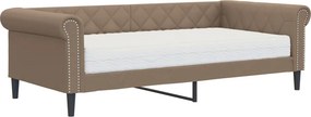vidaXL cappuccino színű műbőr heverő matraccal 90 x 200 cm